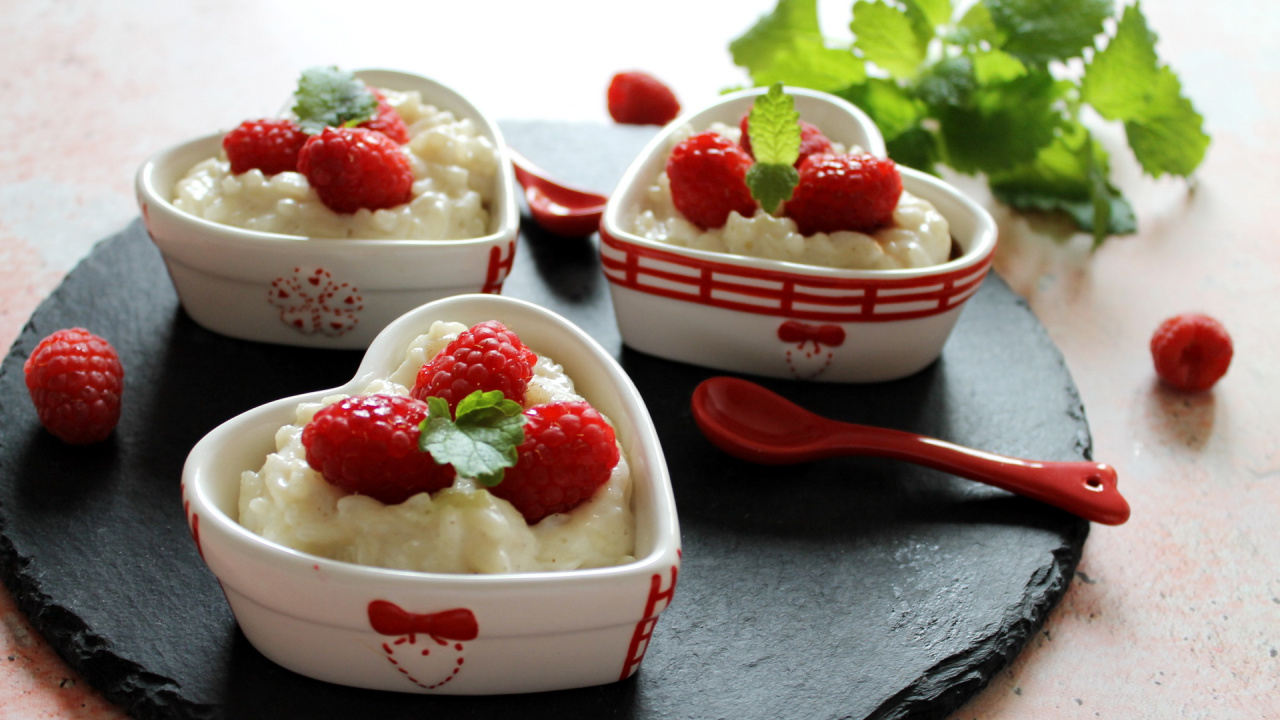Riz au lait aux framboises