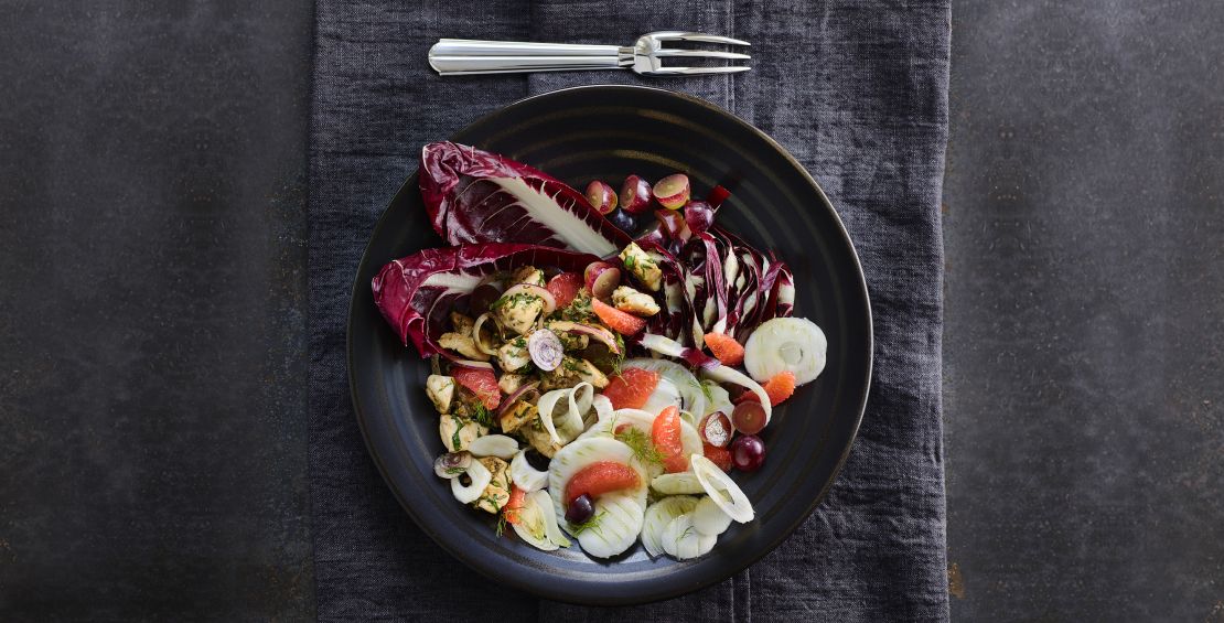Salade d'escalope de poulet avec pesto aux bolets